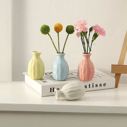Mini Candy Colour Ceramic Bud Vase Small Flower Vase Shelf Decor