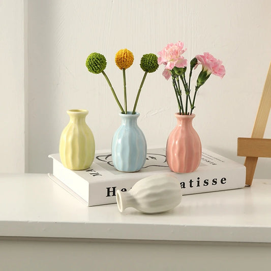 Mini Candy Colour Ceramic Bud Vase Small Flower Vase Shelf Decor