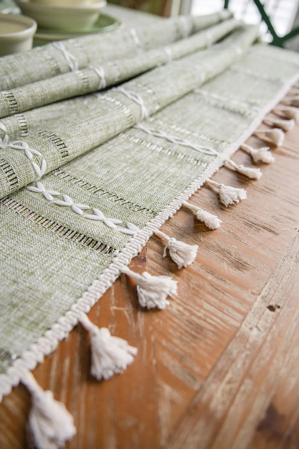 Cotton Linen Stripe Tablecloth Rectangular Dining Table Setting
