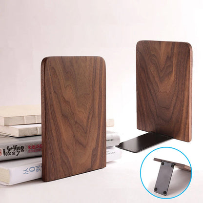 Natural Wood Bookends Desktop Bookshelf Decor Office Home