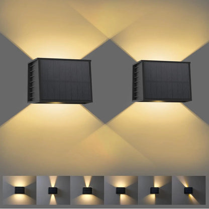 Solar Wall Light Dual Beam Warm White IP65 Garden Outdoor Fence