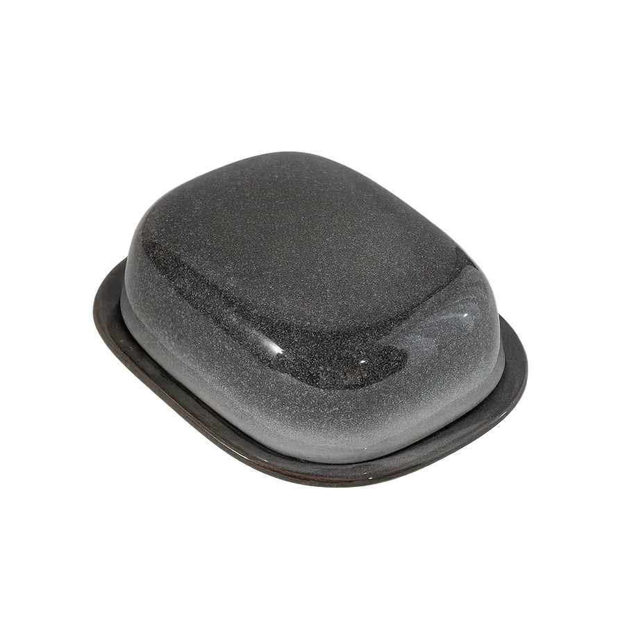 Retro Glazed Ceramic Butter Dish with Lid Countertop Kitchen Decor