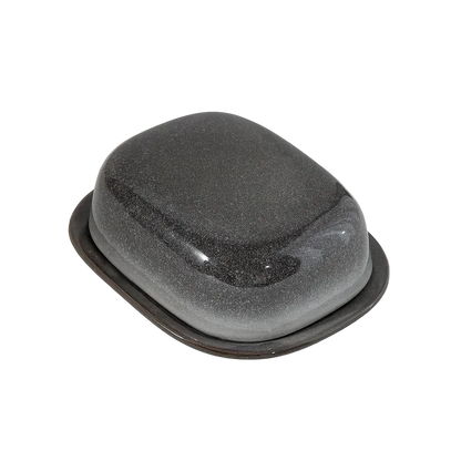 Retro Glazed Ceramic Butter Dish with Lid Countertop Kitchen Decor
