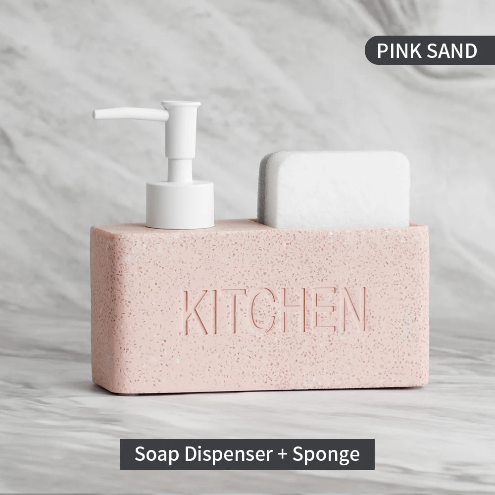 Sandstone Texture Soap Dispenser Set Bathroom Kitchen Decor