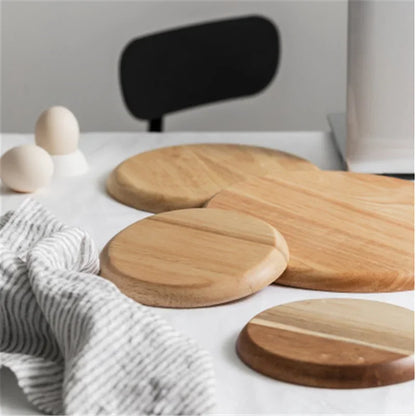 Acacia Wood Round Stackable Serving Tray Snack Plate Home Decor