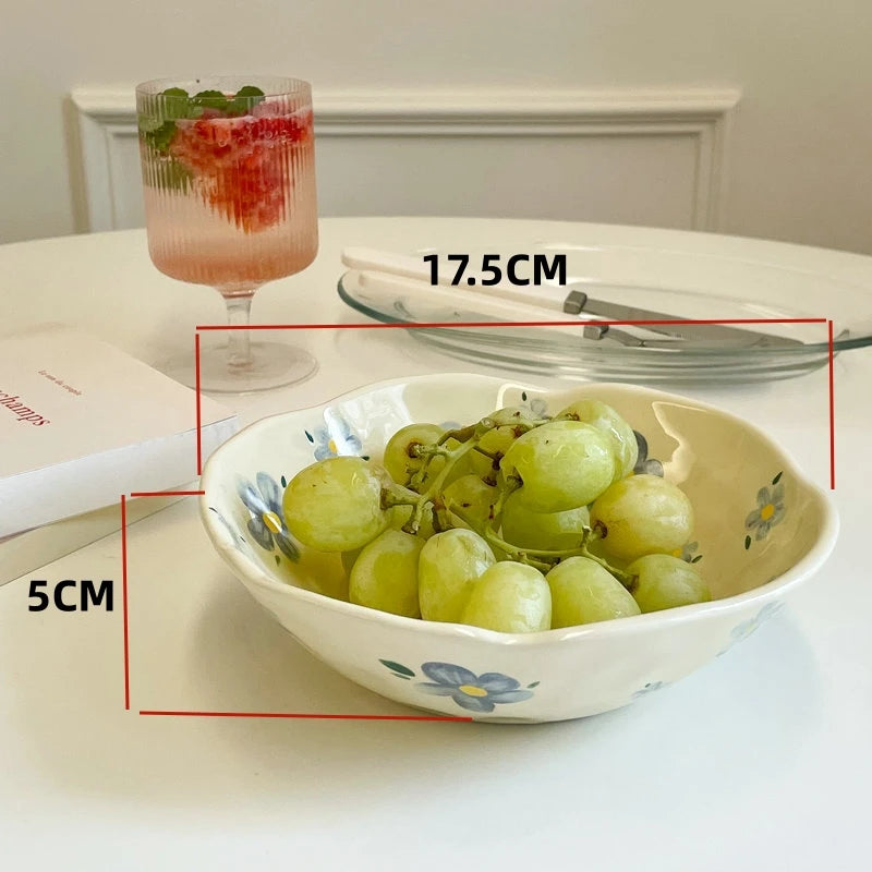 Hand Pinched Irregular Ceramic Bowl Decorative Fruit Salad Bowl Home Decor