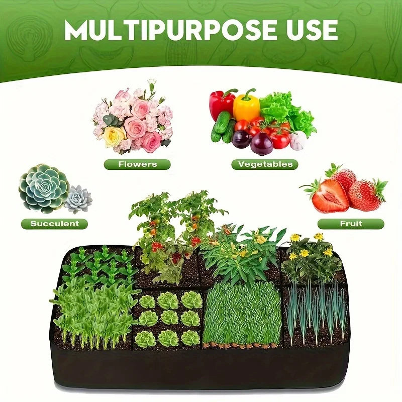 Extra Large Raised Garden Bed 8 Grid Rectangular Weather Resistant