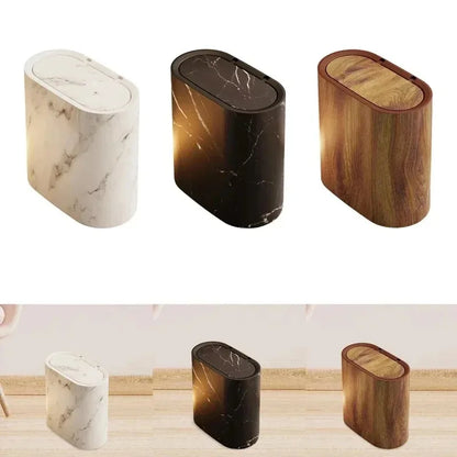 Nordic Marble Texture Press-Top Trash Can Narrow Odour-Proof Bathroom Home Decor