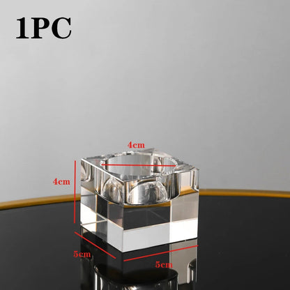 Crystal Glass Tea Light Candle Holder Set Romantic Dining Decor