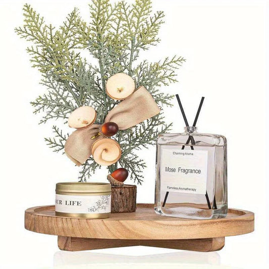 Natural Wooden Vanity Tray Round Edges Countertop Display Home Decor
