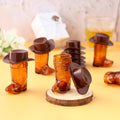 Cowboy Boot Shot Glass Set with Mini Hats Home Bar Party Glassware