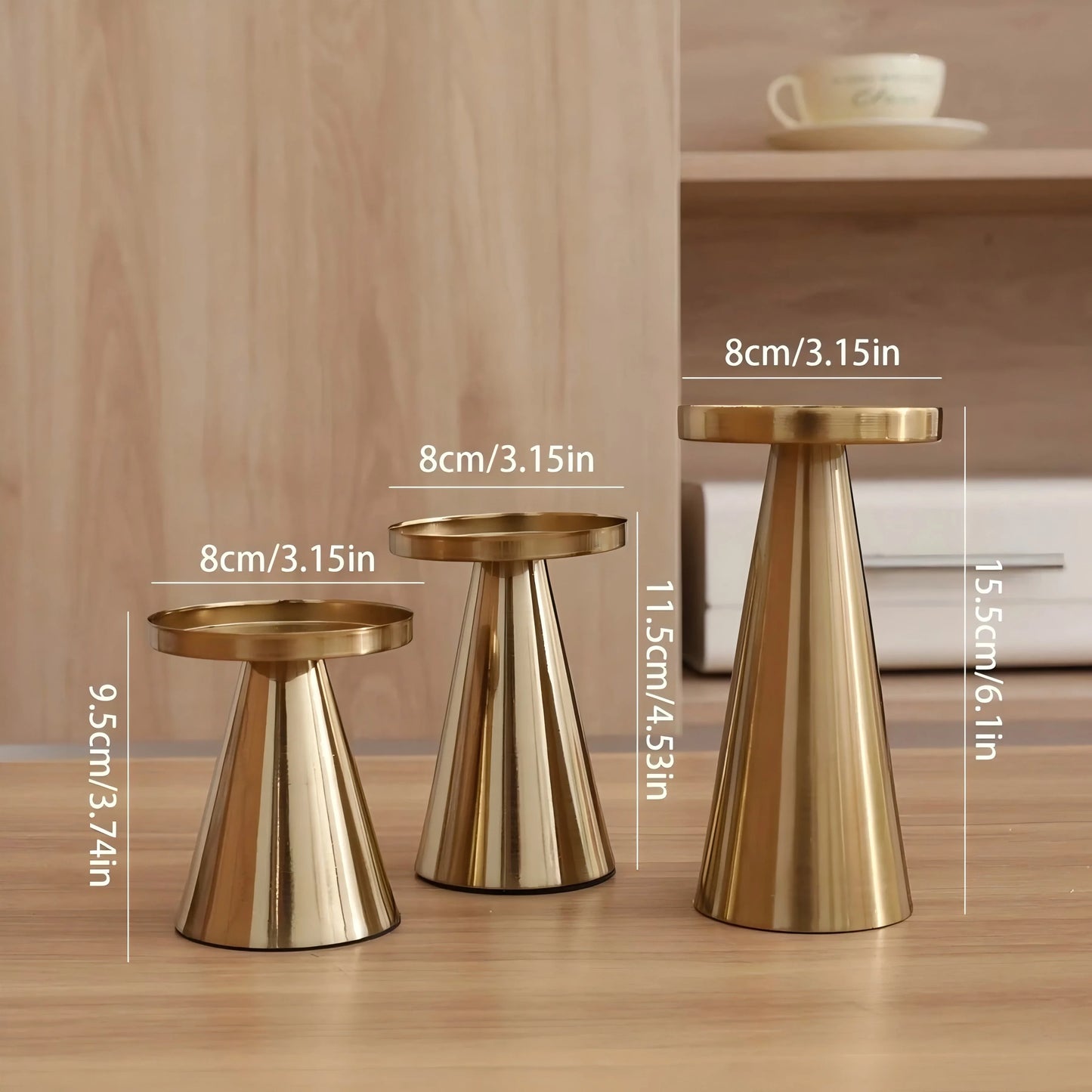 Copper Tea Light Candle Holder Set Handcrafted Table Decor