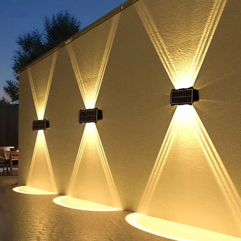 Solar LED Up Down Wall Light Outdoor Waterproof Garden Balcony Fence Decor Light