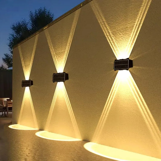 Solar LED Up Down Wall Light Outdoor Waterproof Garden Balcony Fence Decor Light