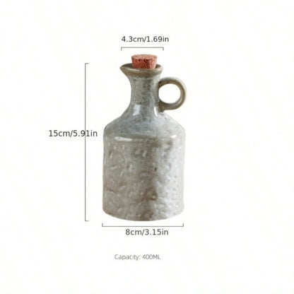 Handmade Ceramic Oil and Vinegar Bottle Set 400ml Kitchen Decor