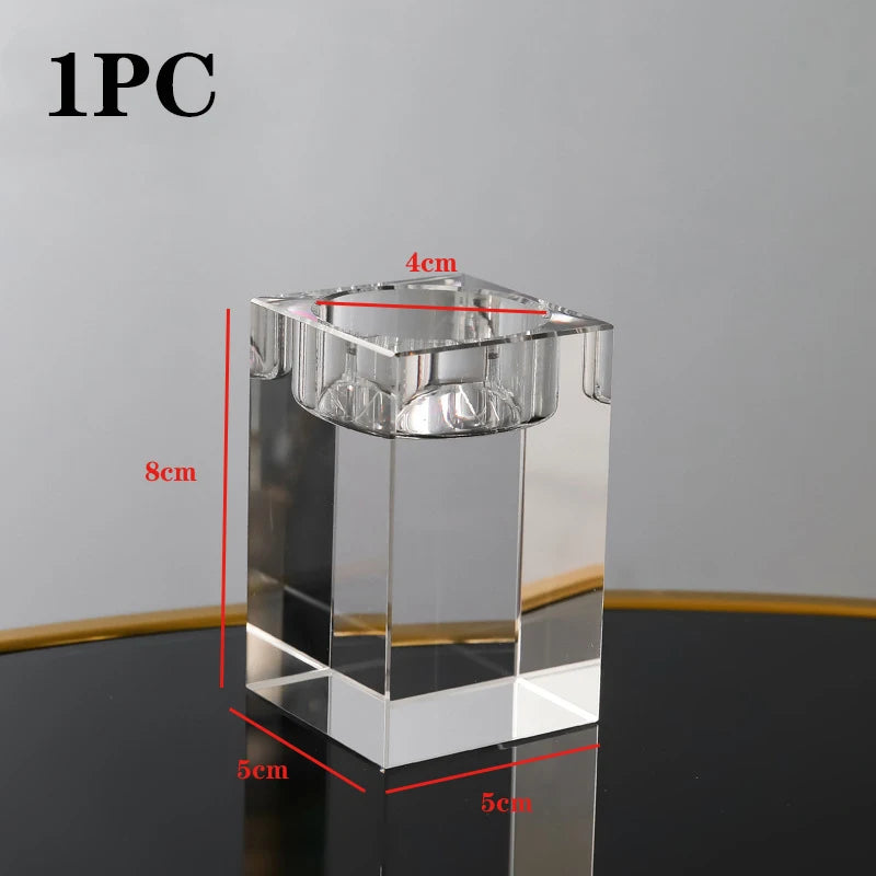 Crystal Glass Tea Light Candle Holder Set Romantic Dining Decor