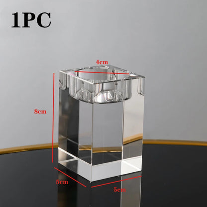 Crystal Glass Tea Light Candle Holder Set Romantic Dining Decor