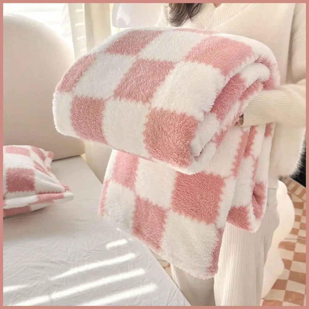 Soft Flannel Check Throw Blanket Warm Winter Sofa Blanket Home Decor