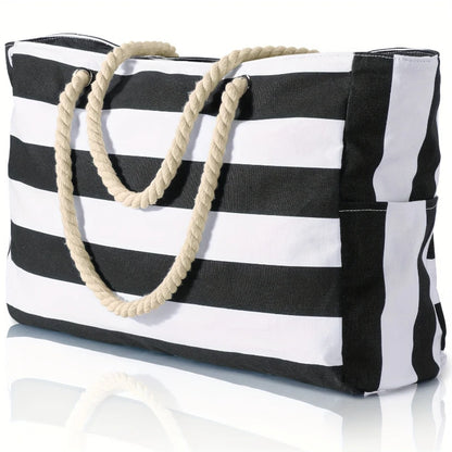Waterproof Sand Proof Beach Bag Foldable Large Tote Striped Shoulder