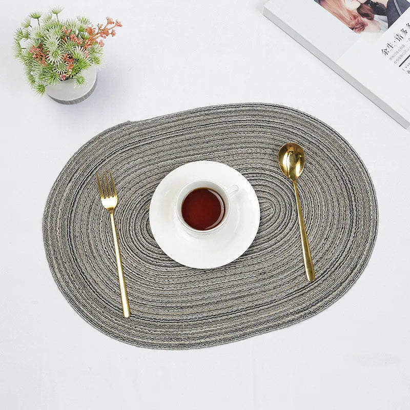 Oval Woven Placemat Set Natural Braided Dining Table Mat