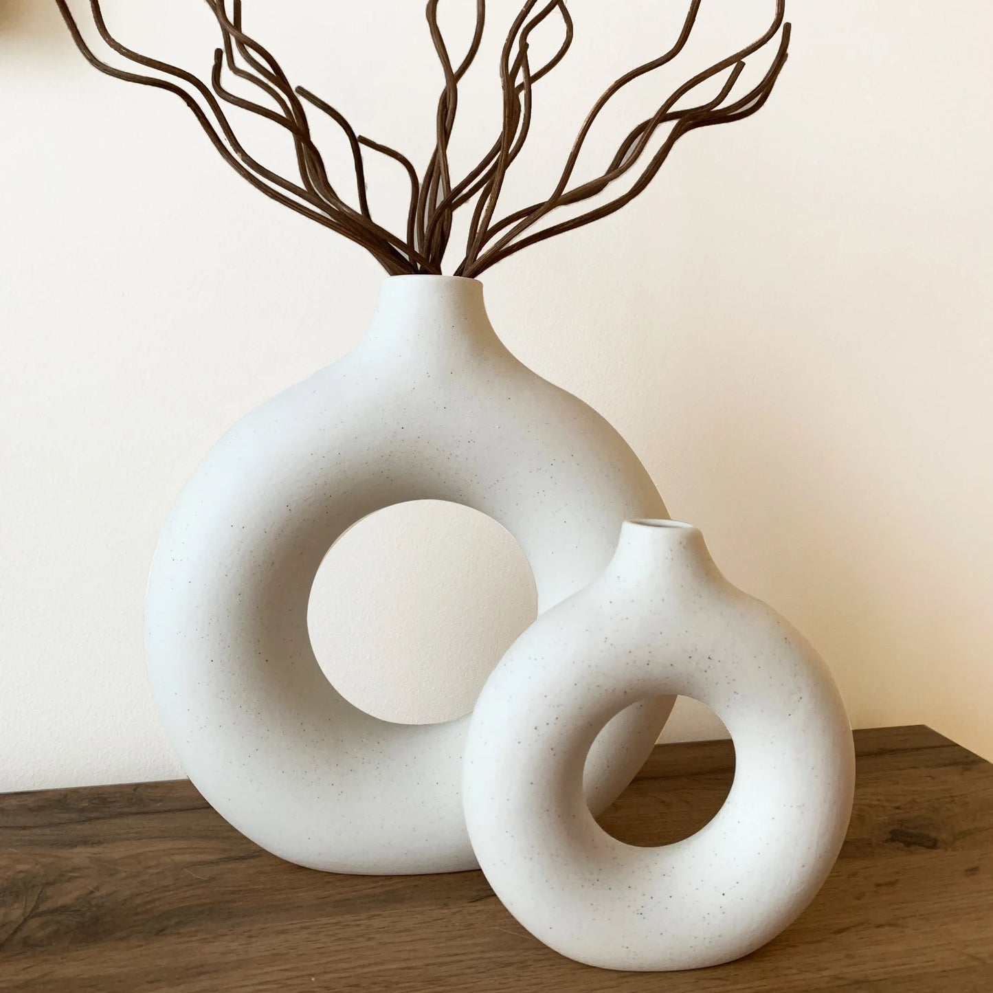 Nordic Hollow Donut Ceramic Vase Sculptural Home Decor Shelf Decor