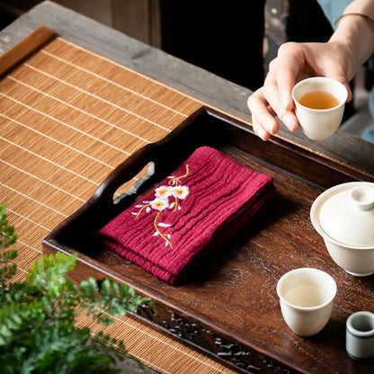 Embroidered Cotton Linen Kitchen Tea Towel Soft Absorbent Home Decor