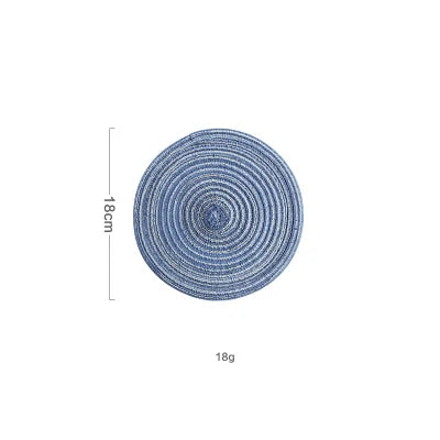 Round Woven Ramie Placemat Set of 6 Anti-Slip Dining Table Mat