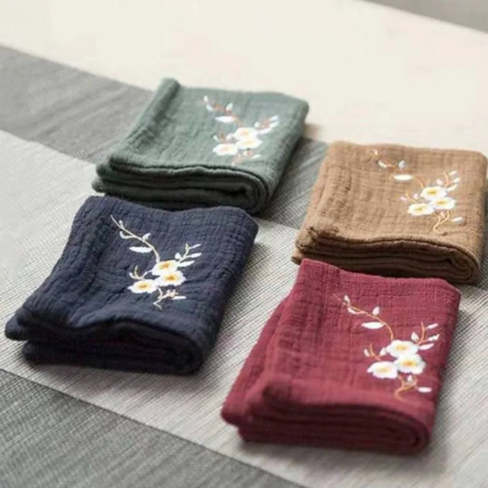 Embroidered Cotton Linen Kitchen Tea Towel Soft Absorbent Home Decor