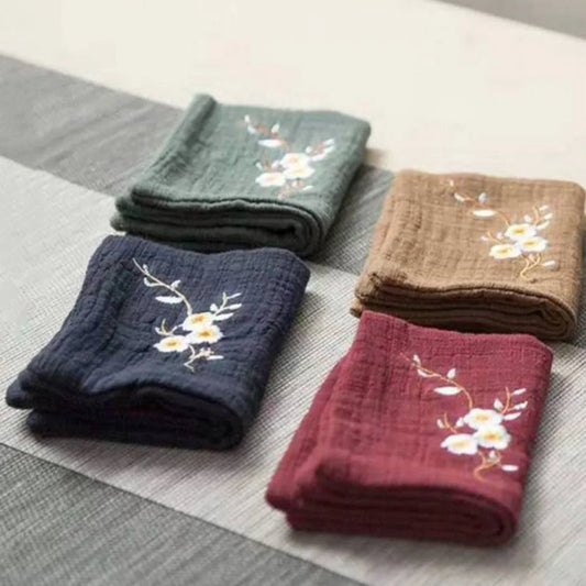 Embroidered Cotton Linen Kitchen Tea Towel Soft Absorbent Kitchen Decor