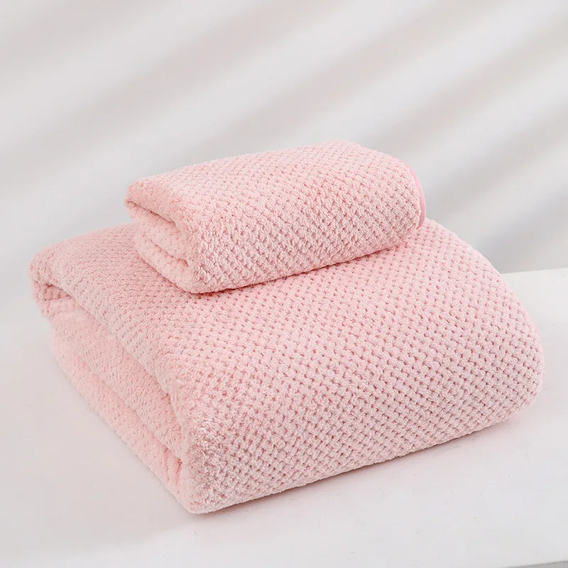 Premium Coral Fleece Bath Towel Set Quick Dry Absorbent Bathroom Decor