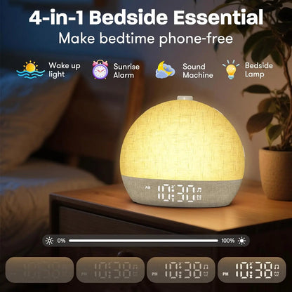 Wake Up Light Sunrise Alarm Clock Sound Machine RGB Night Light