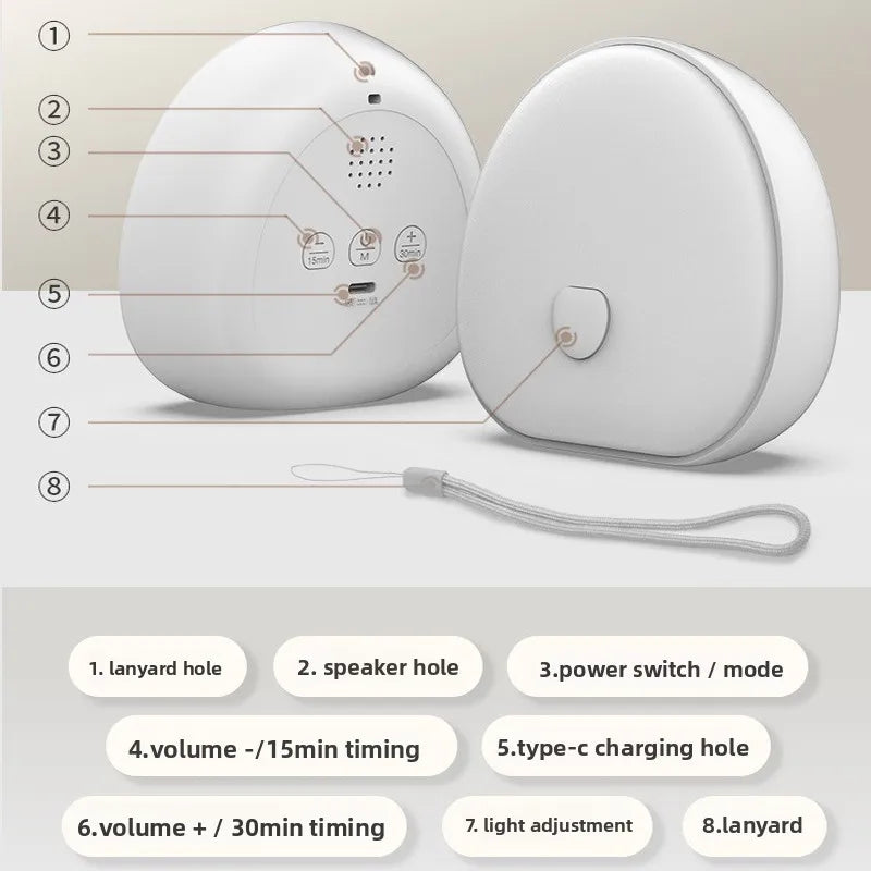 White Noise Machine with RGB Night Light Rechargeable Touch-Control Sleep Sound Home Decor
