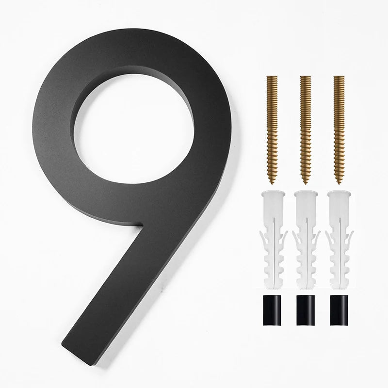 Modern Floating House Number Sign Black Acrylic 12.5 cm (5 inch) Outdoor Door Decor