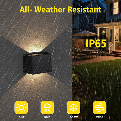 Solar Wall Light Dual Beam Warm White IP65 Garden Outdoor Fence