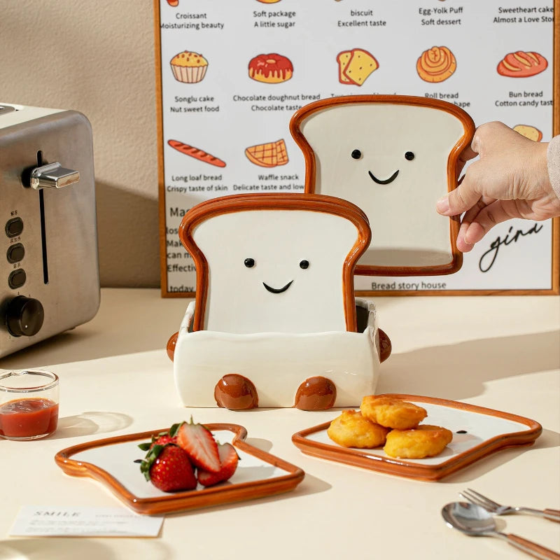 Toast Shaped Ceramic Seasoning Dish Cute Snack Plate Sushi