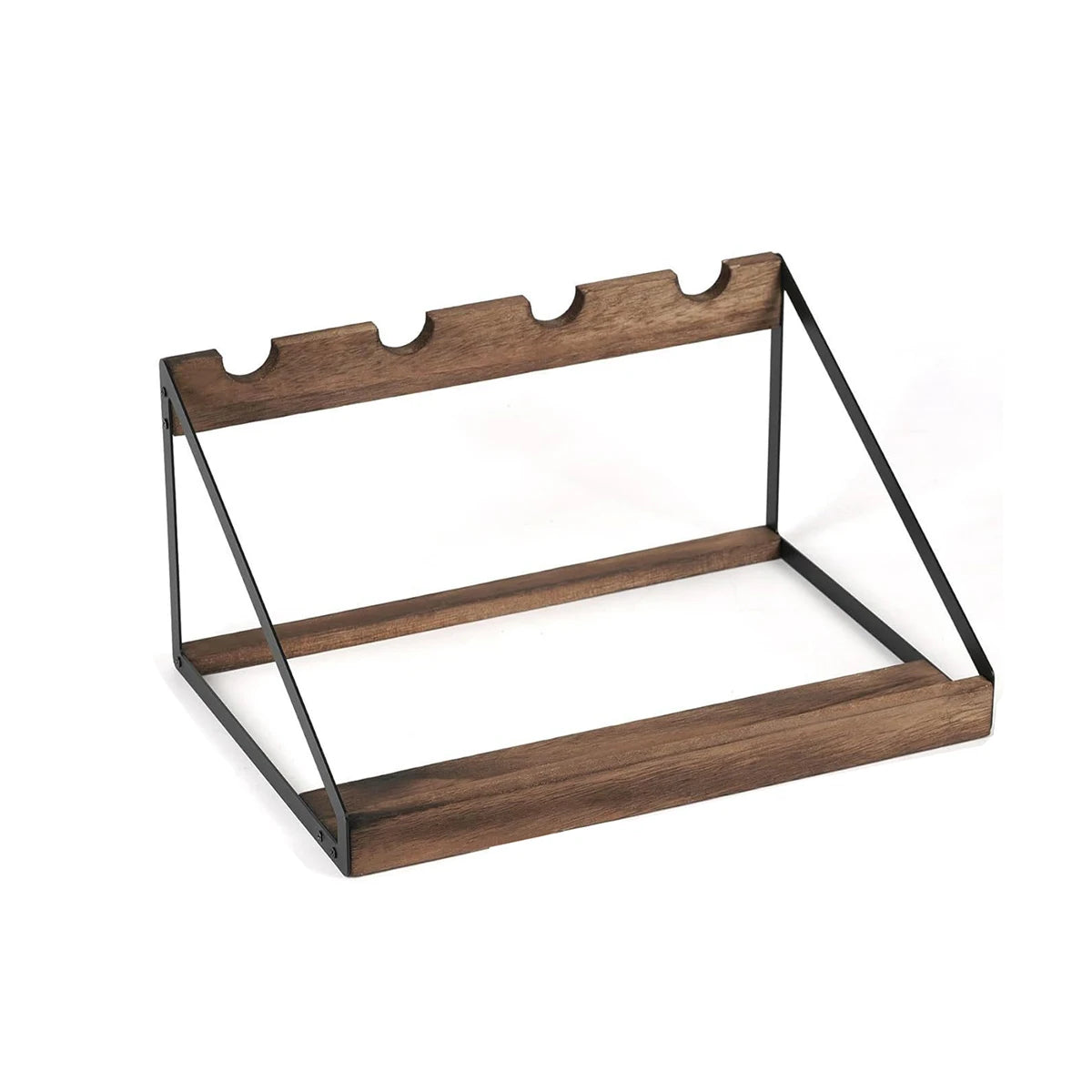 Slanted Desktop Wine Rack Wooden Iron Frame Bottle Storage Home Decor