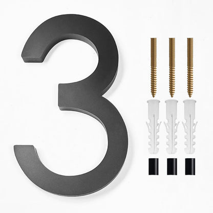 Modern Floating House Number Sign Black Acrylic 12.5 cm (5 inch) Outdoor Door Decor