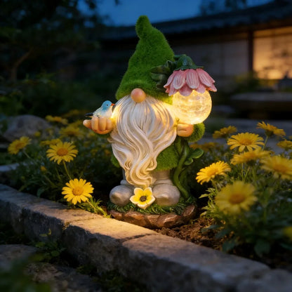Solar LED Garden Gnome Light Waterproof Resin Outdoor Pathway Decor