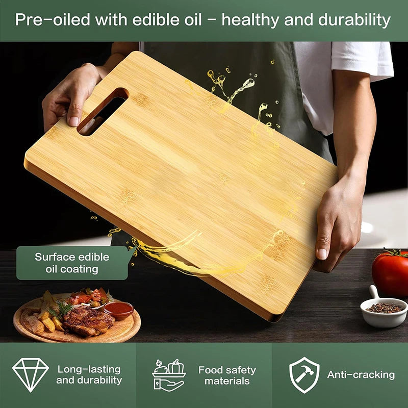Premium Bamboo Cutting Board Natural Antibacterial Kitchen Chopping Board Decor