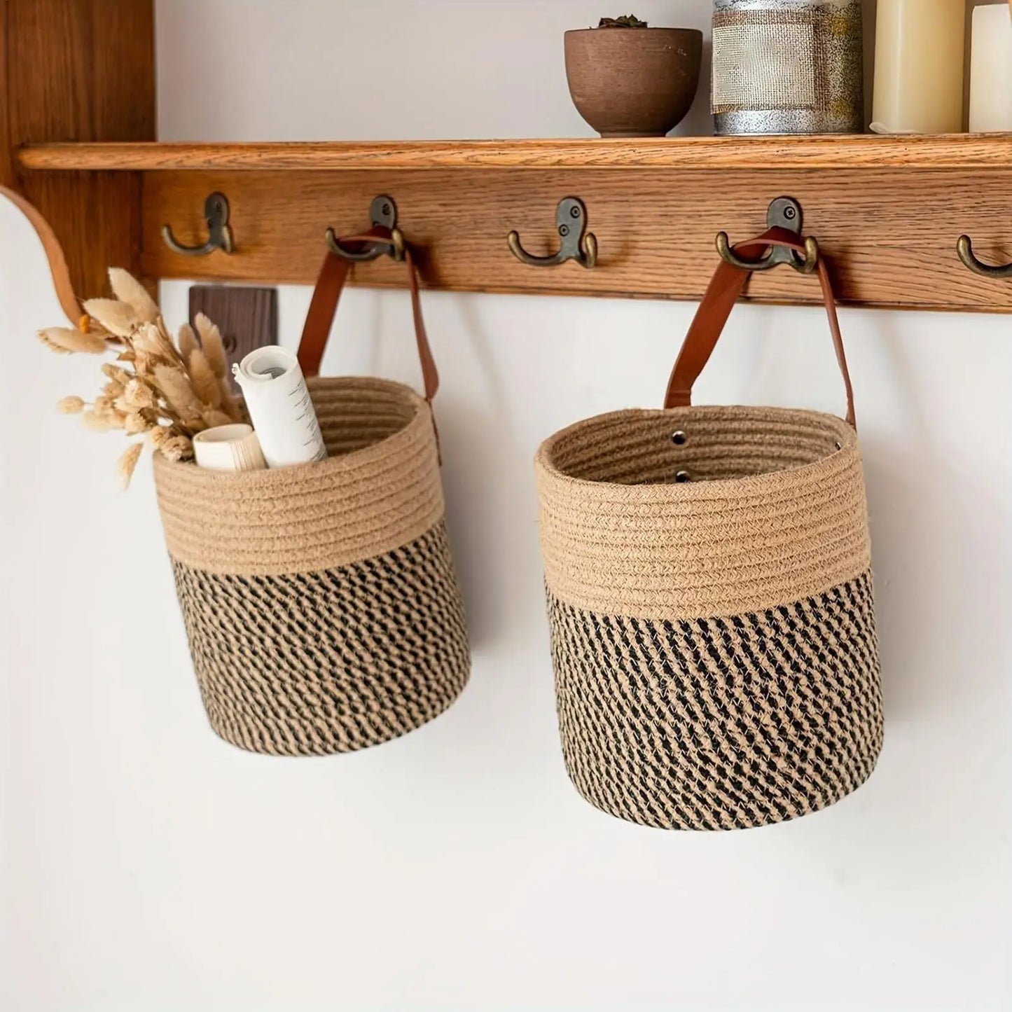 Handwoven Rope Storage Basket Natural Cotton Organiser Home Decor