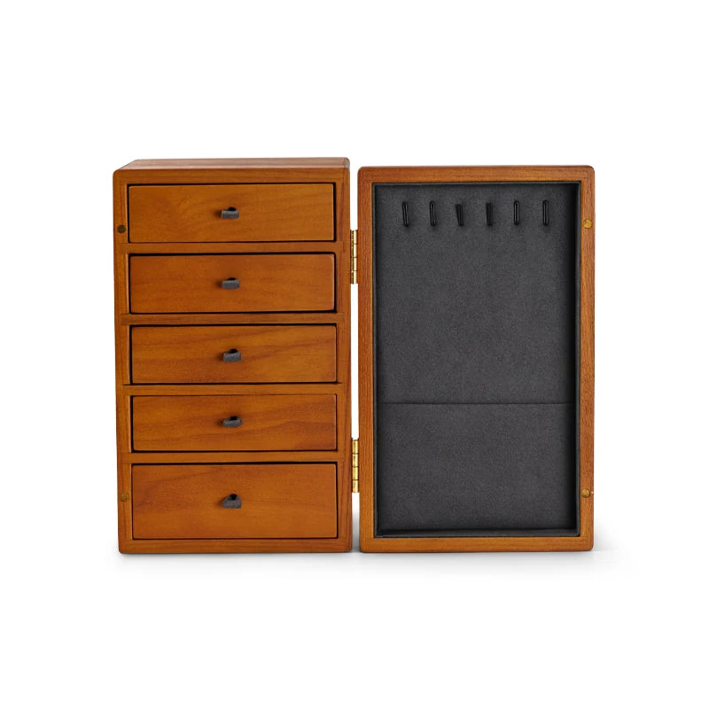Multi-Layer Wooden Jewellery Box Organiser Velvet Interior Ring Bracelet Storage