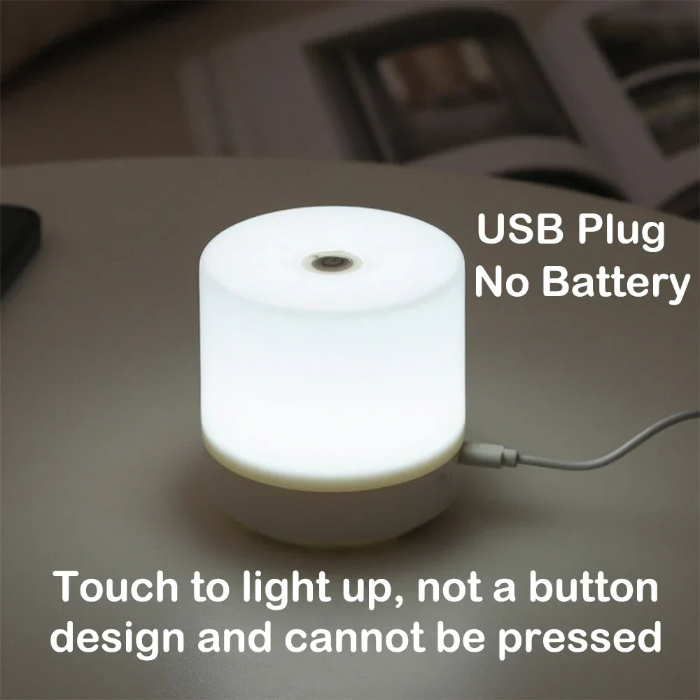 Compact LED Night Light USB-C Rechargeable Touch Dimming Bedside Lamp Home Decor