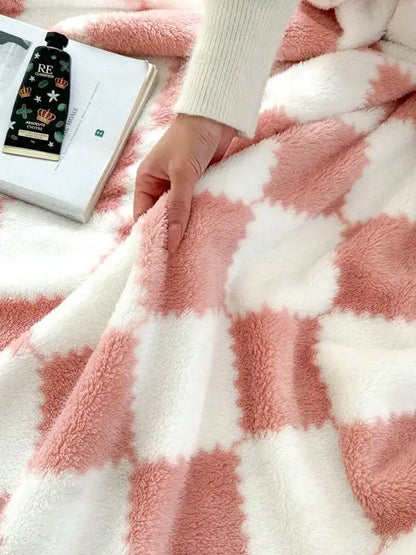 Soft Flannel Check Throw Blanket Warm Winter Sofa Blanket Home Decor