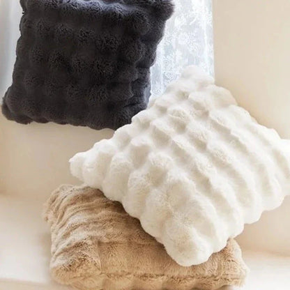 Rabbit Faux Fur Cushion Cover Luxury Soft Plush Sofa Pillow Cover Home Decor