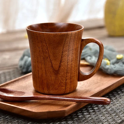Natural Wood Coffee Mug Set Handcrafted Unique Grain Kitchen Decor