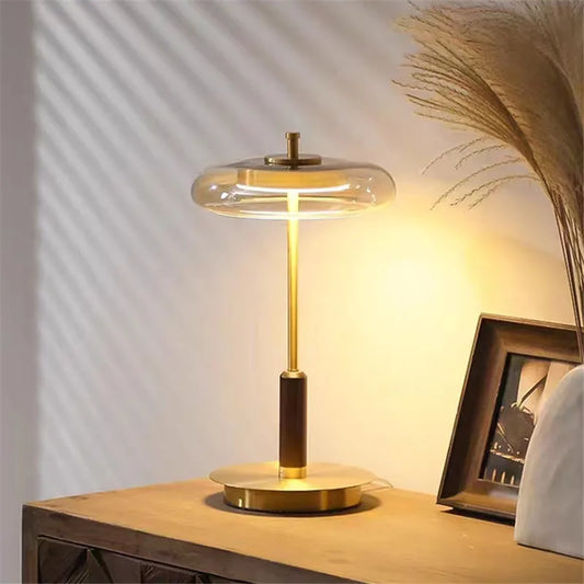 Retro Gold Glass Mushroom Lamp Table and Floor Warm Ambient Light Home Decor