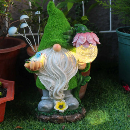 Solar LED Garden Gnome Light Waterproof Resin Outdoor Pathway Decor