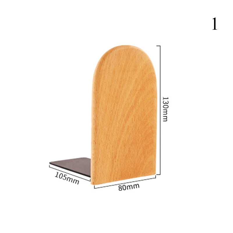 Natural Wood Bookends Desktop Bookshelf Decor Office Home