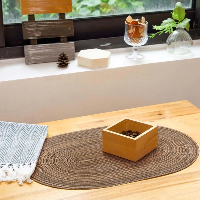 Oval Woven Placemat Set Natural Braided Dining Table Mat