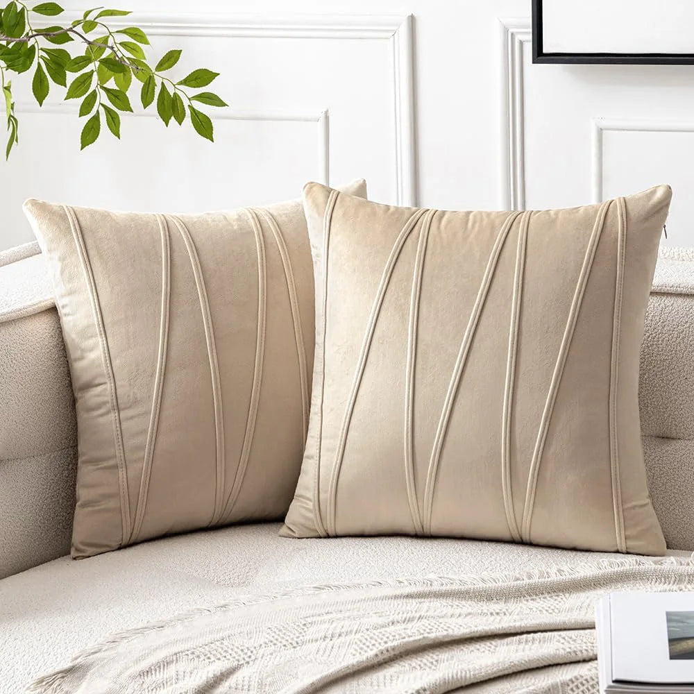 Velvet Wavy Line Cushion Cover Minimalist Textured Sofa Pillow Cover Home Decor